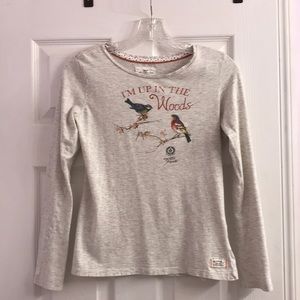 H&M LOGG Up In The Woods Long Sleeve Shirt Girls Graphic Print Birds
